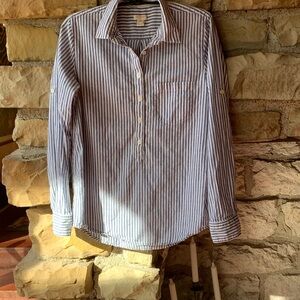 J Crew Adjustable Long Sleeve Striped Blouse